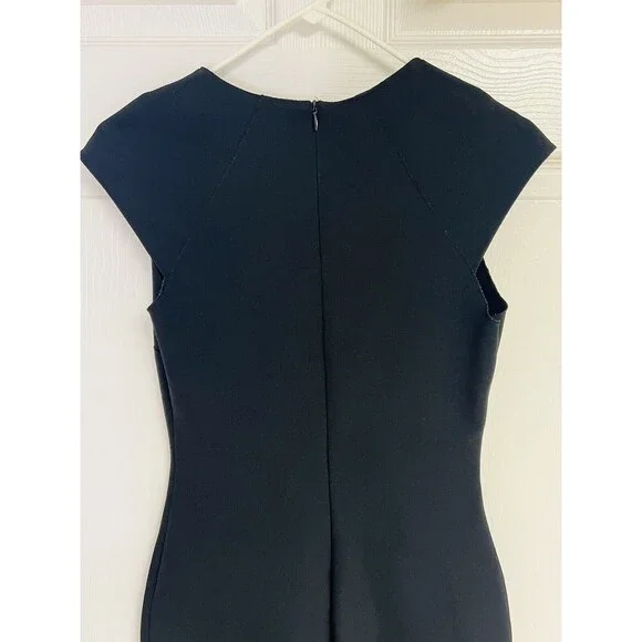 Zara Woman Basic Sleeveless Black Unlined Sheath Dress Small Pullover V-neck - Picture 4 of 9